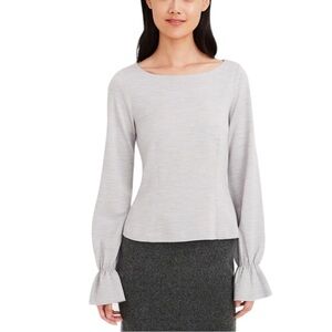 Club Monaco Womens Reeta Space Dye Grey Bell Sleeve Wool LS Sweater Top Sz XS